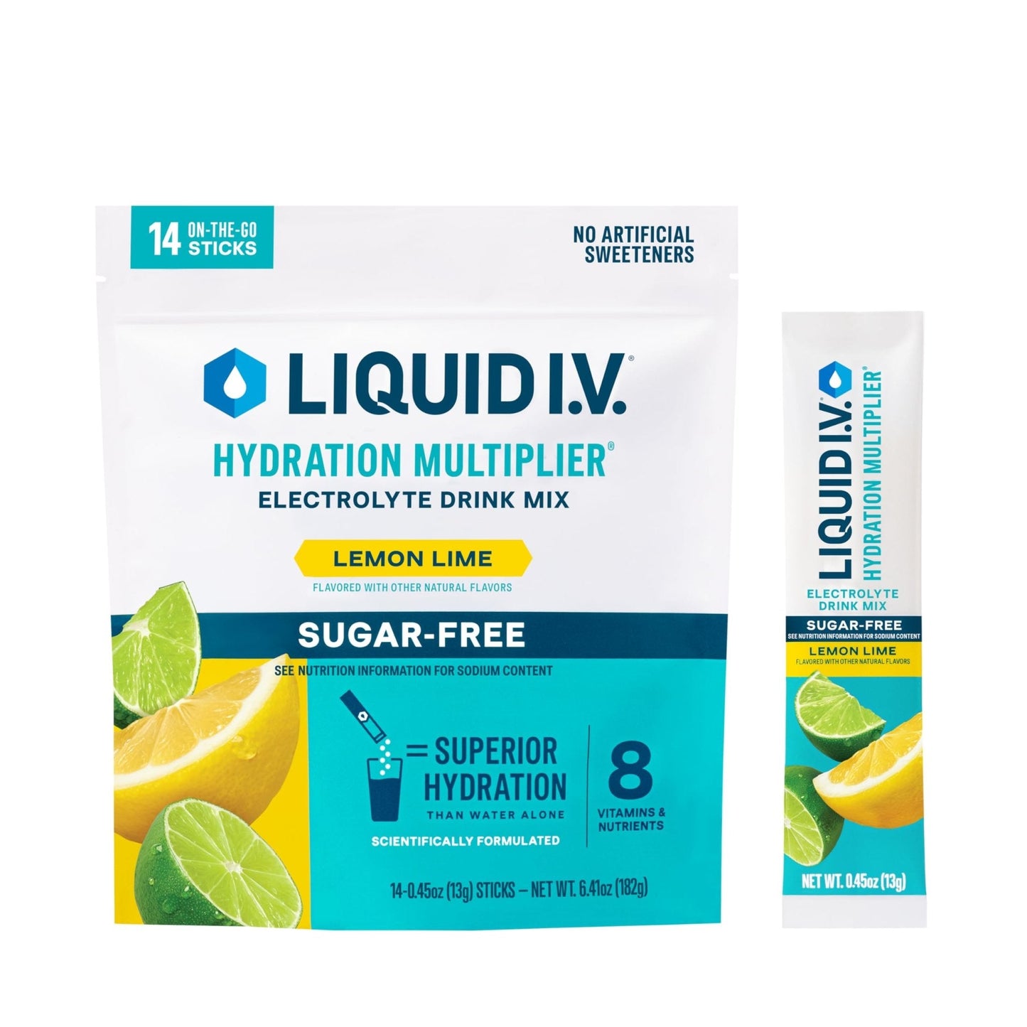 Liquid I.V. Hydration Multiplier Sugar-Free - Lemon Lime | Electrolyte Powder Drink Mix | 1 Pack (14 Servings) - Maple Wellness Supplements
