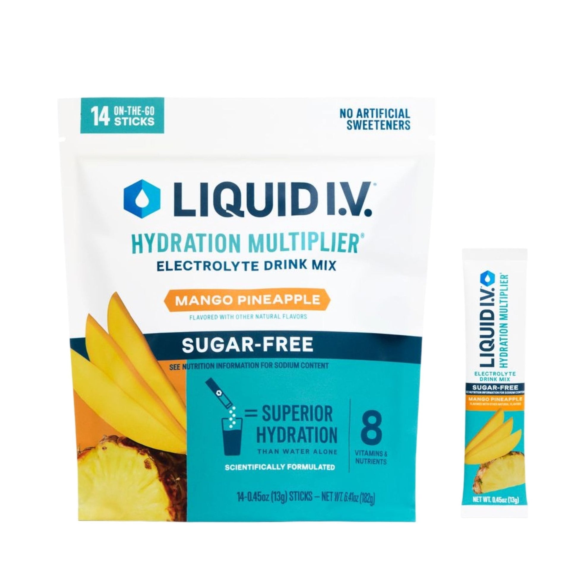 Liquid I.V.® Hydration Multiplier Sugar-Free - Mango Pineapple | Electrolyte Powder Drink Mix | 1 Pack (14 Servings) - Maple Wellness Supplements
