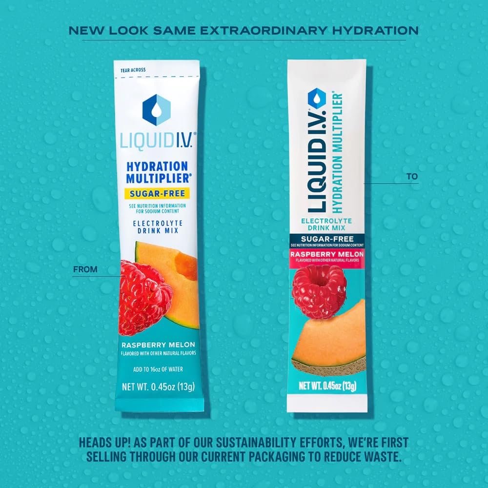Liquid I.V.® Hydration Multiplier Sugar-Free - Raspberry Melon | Electrolyte Powder Drink Mix | 1 Pack (14 Servings) - Maple Wellness Supplements