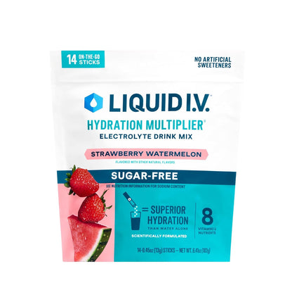 Liquid I.V.® Hydration Multiplier Sugar-Free - Strawberry Watermelon | Electrolyte Powder Drink Mix | 1 Pack (14 Servings) - Maple Wellness Supplements