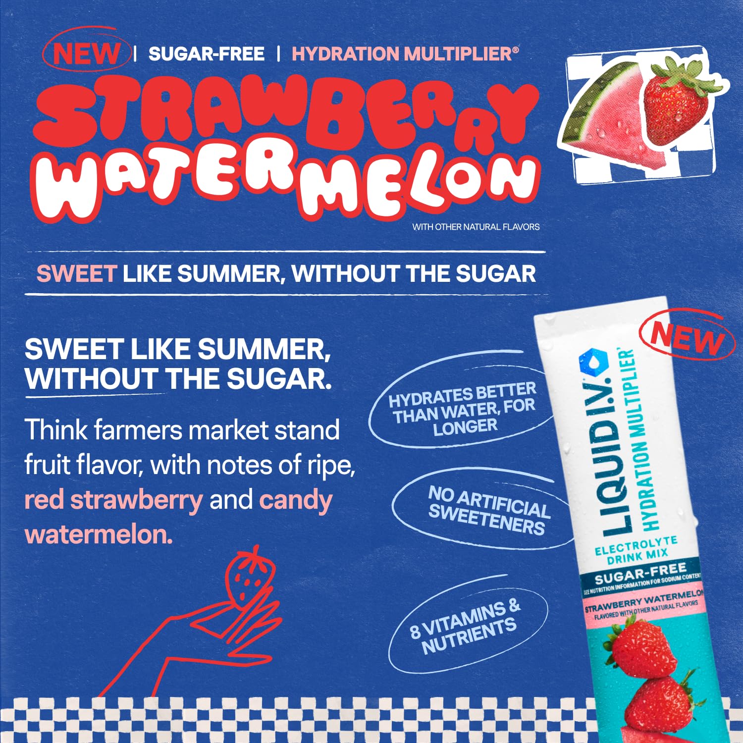 Liquid I.V.® Hydration Multiplier Sugar Free – Strawberry Watermelon | Electrolyte Powder Drink Mix | 3 Pack (42 Servings) - Maple Wellness Supplements