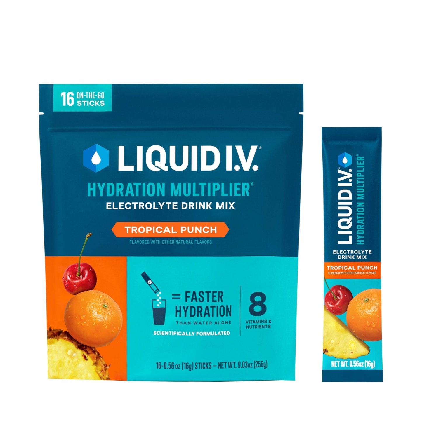 Liquid I.V.® Hydration Multiplier - Tropical Punch | Electrolyte Powder Drink Mix | 1 Pack (16 Servings) - Maple Wellness Supplements