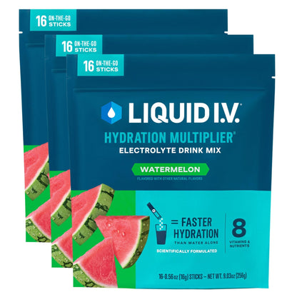 Liquid I.V.® Hydration Multiplier - Watermelon | Electrolyte Powder Drink Mix | 3 Pack (48 Servings) - Maple Wellness Supplements