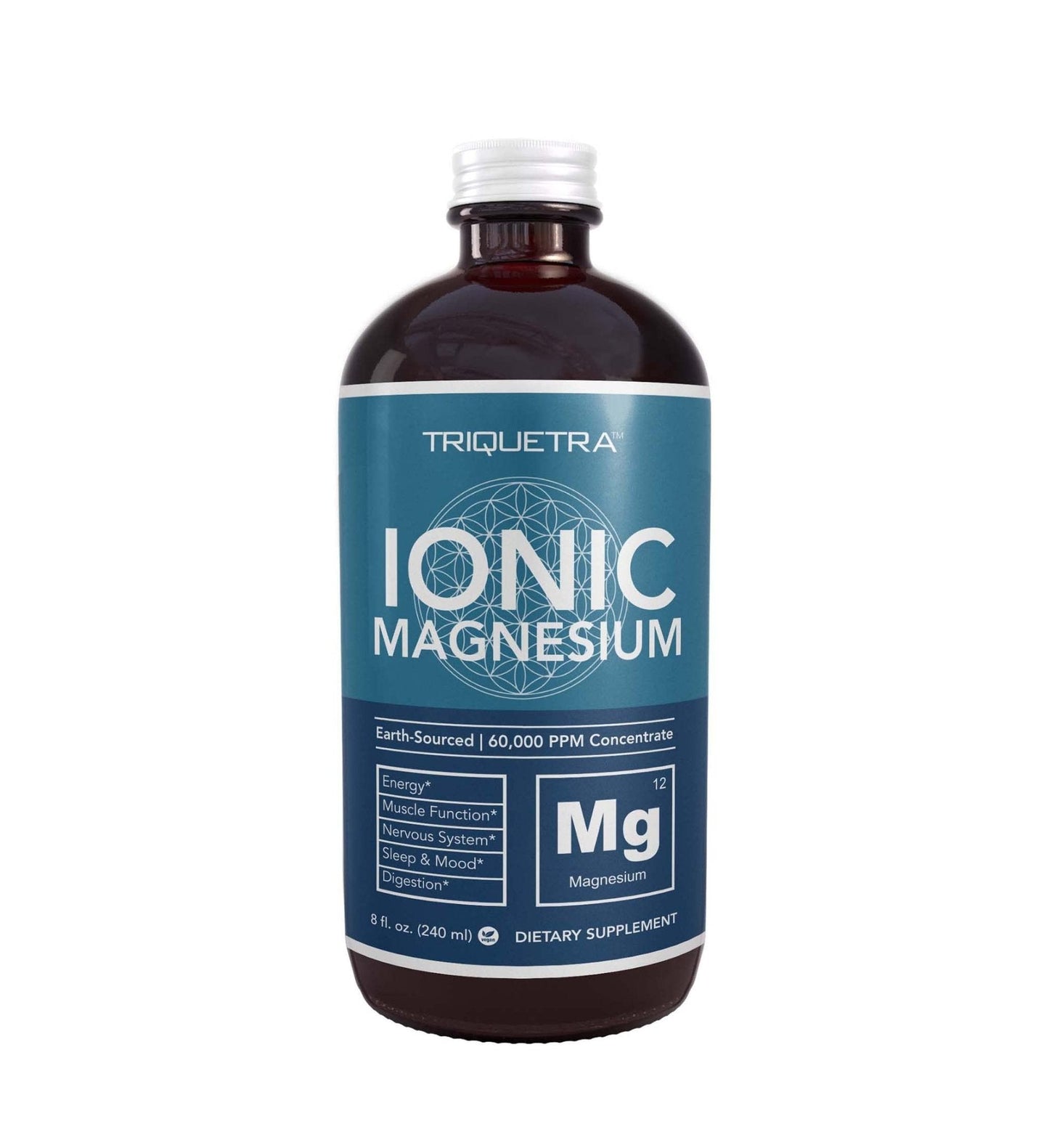 Liquid Magnesium | 8 oz - Ionic Magnesium Chloride, Highest & Fastest Absorption - Calm Mood, Sleep, Muscle Cramps & Spasms, Natural Laxative – Vegan, Glass Bottle (96 Servings) - Maple Wellness Supplements
