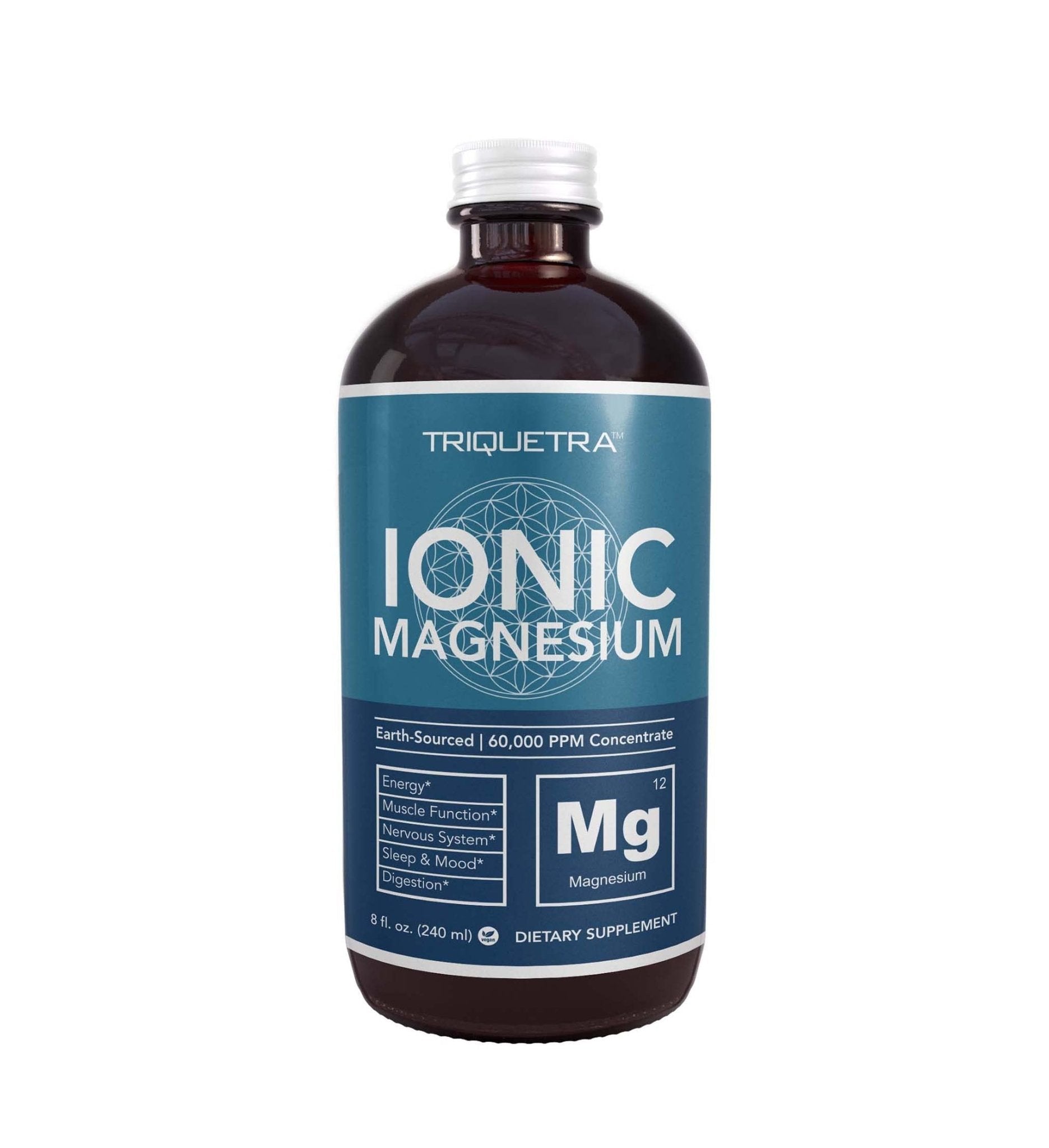 Liquid Magnesium | 8 oz - Ionic Magnesium Chloride, Highest & Fastest Absorption - Calm Mood, Sleep, Muscle Cramps & Spasms, Natural Laxative – Vegan, Glass Bottle (96 Servings) - Maple Wellness Supplements