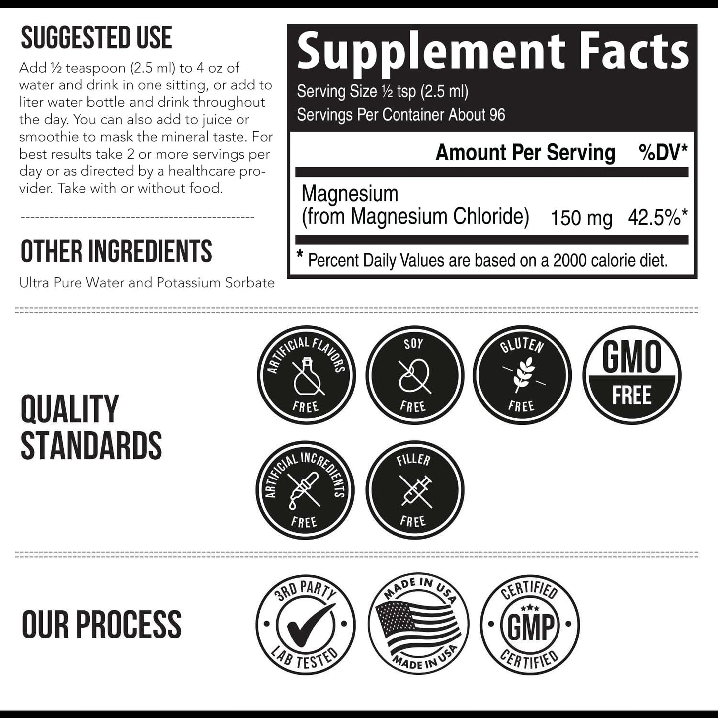 Liquid Magnesium | 8 oz - Ionic Magnesium Chloride, Highest & Fastest Absorption - Calm Mood, Sleep, Muscle Cramps & Spasms, Natural Laxative – Vegan, Glass Bottle (96 Servings) - Maple Wellness Supplements