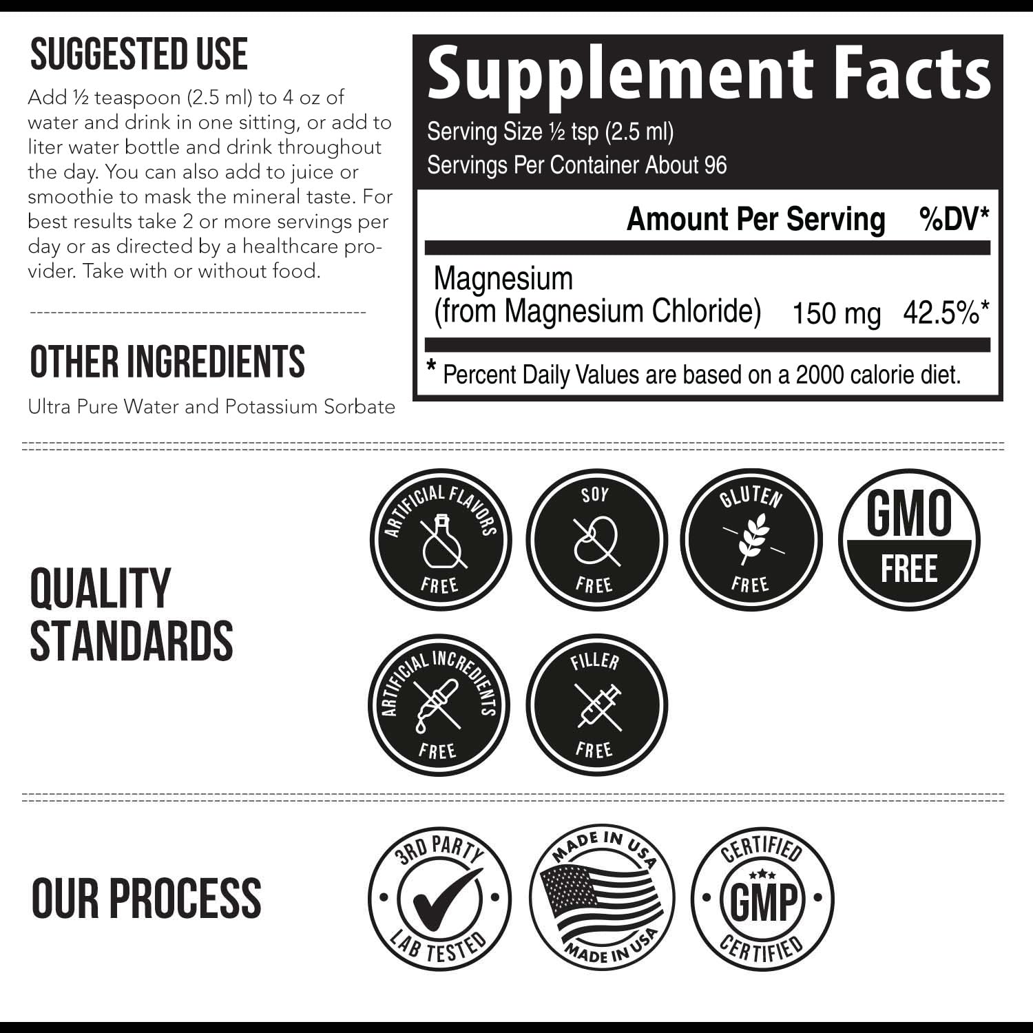 Liquid Magnesium | 8 oz - Ionic Magnesium Chloride, Highest & Fastest Absorption - Calm Mood, Sleep, Muscle Cramps & Spasms, Natural Laxative – Vegan, Glass Bottle (96 Servings) - Maple Wellness Supplements
