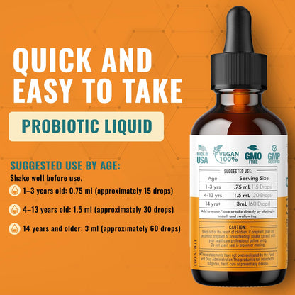 Liquid Probiotic for Women, Men, Kids, Toddler Probiotic: USDA Organic Probiotics, Vegan Probiotic Liquid & Alfalfa Blend + Acidophilus for Gut Health, - Maple Wellness Supplements