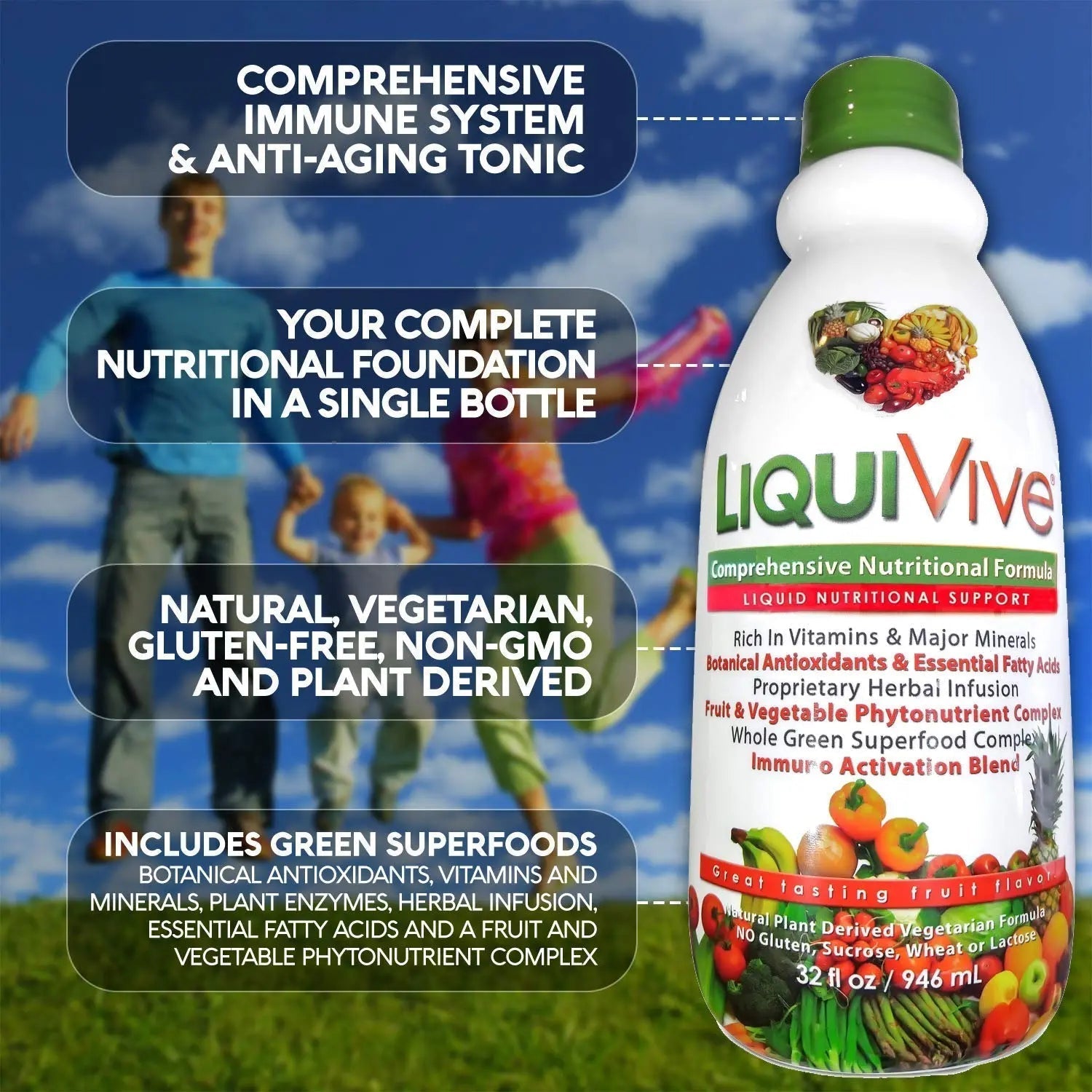 LiquiVive Liquid Vitamins Mega Nutrition | Vegetarian Daily Multivitamin Balance Immune Support Booster Superfood of Nature | Vitamin C D3 A B12 E K | - Maple Wellness Supplements