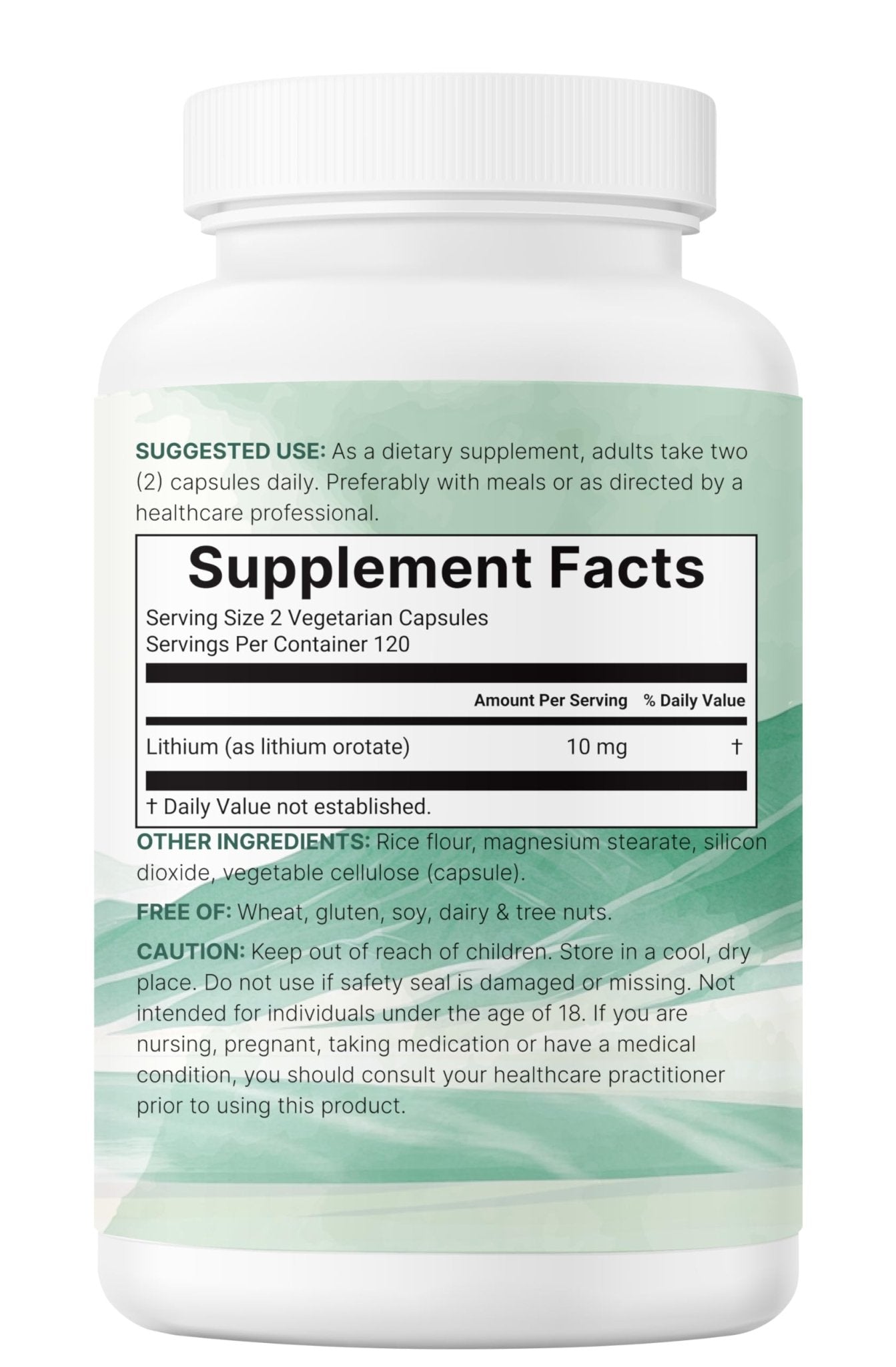 Lithium Orotate 10mg, 240 Veggie Capsules | 5mg Per Capsules | High Bioavailability Trace Mineral | Healthy Aging, Brain Supplement - Maple Wellness Supplements