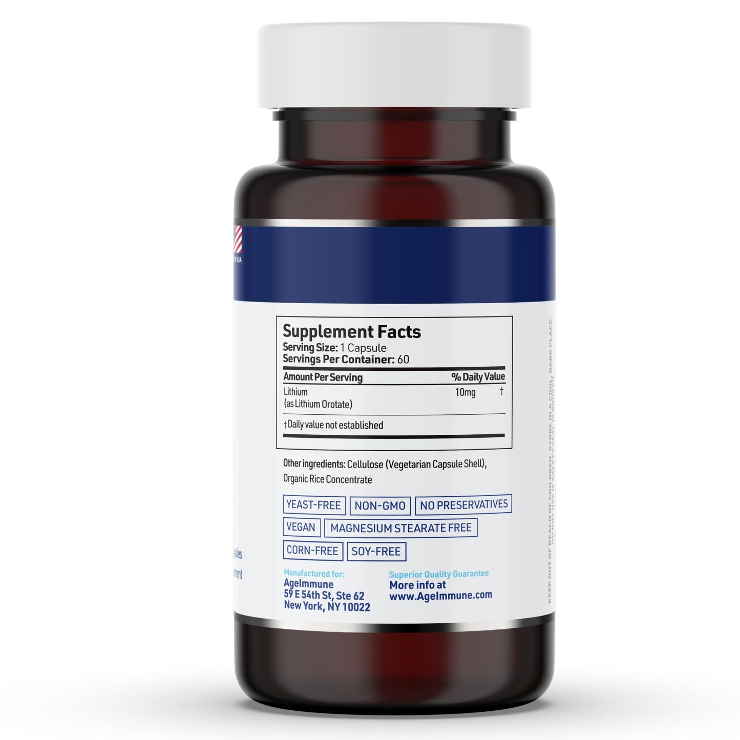 Lithium Orotate 10mg per Capsule - 60 Vegetarian Capsules. Memory and Emotional Wellness Support - Magnesium Stearate Free - Maple Wellness Supplements