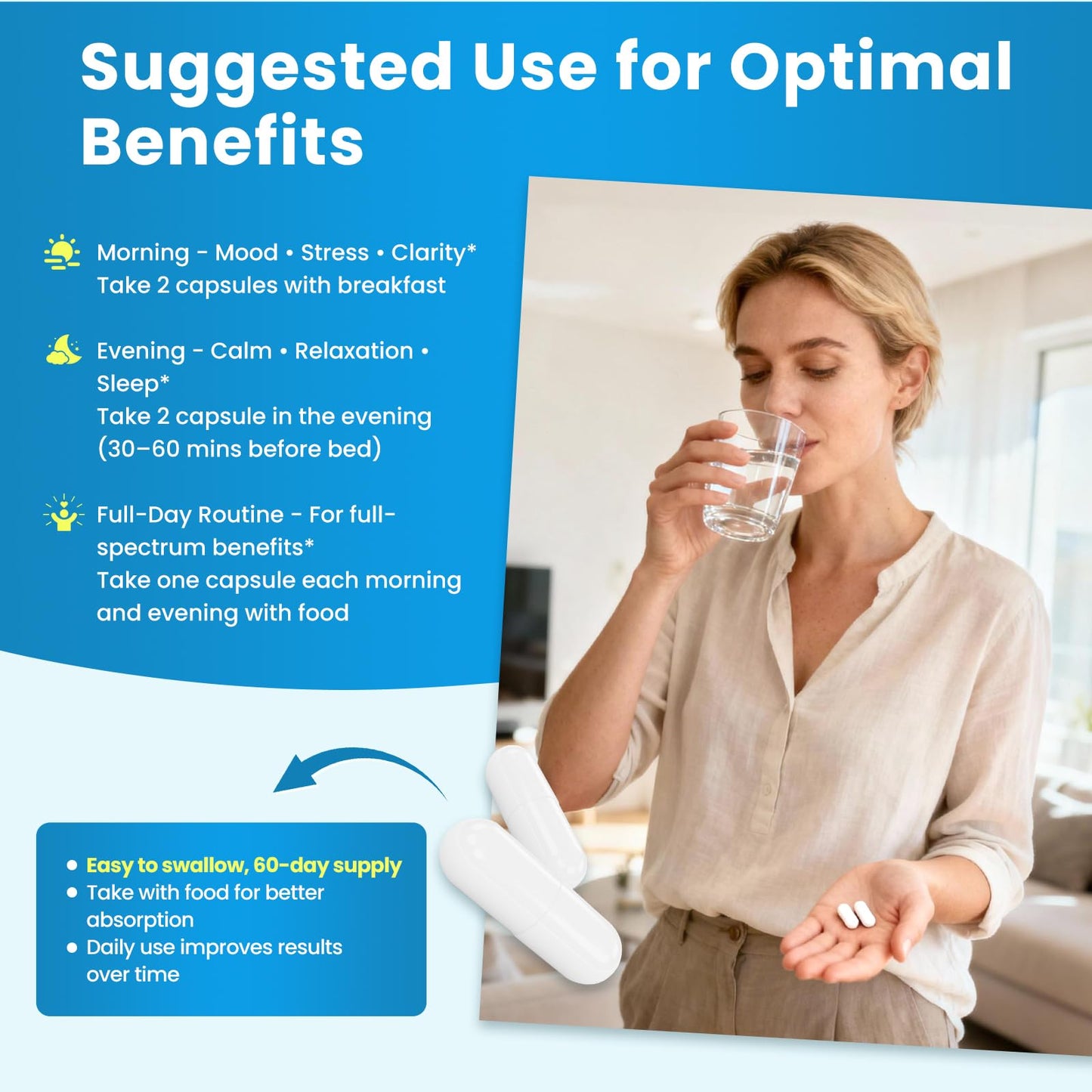 Lithium Orotate 5/10mg, L-Theanine 200mg, Ashwagandha 300mg - Mood Focus Memory Brain Supplements with Bacopa Monnieri, Lion’s Mane, Magnesium, Zinc D3 B6 Folate B12 - Maple Wellness Supplements