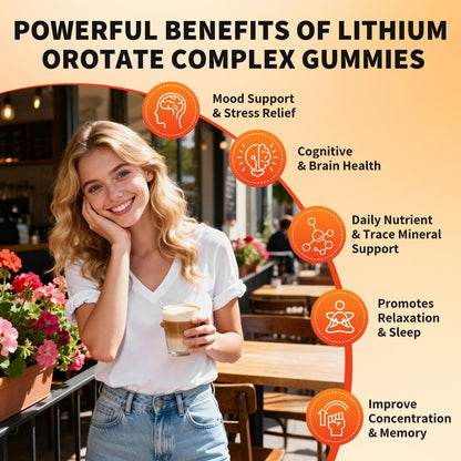 Lithium Orotate 5mg 10mg Gummies Lithium Supplements with Vitamin B, Magnesium & Selenium for Mood Support, Stress Relief, Brain Health, Non-GMO, Vegan, Gluten Free - Maple Wellness Supplements