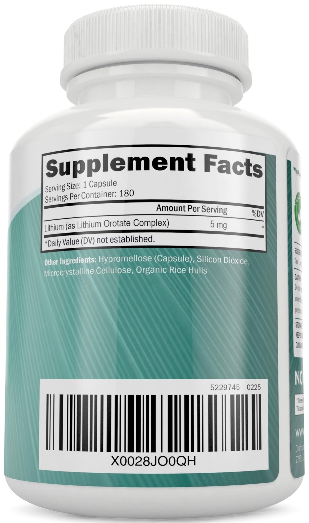 Lithium Orotate 5mg, 180 Vegetarian Lithium Capsules, Supplement Lithium Orotate 5mg, 180 Vegetarian Lithium Capsules, Helps Maintain Healthy Mood - Maple Wellness Supplements
