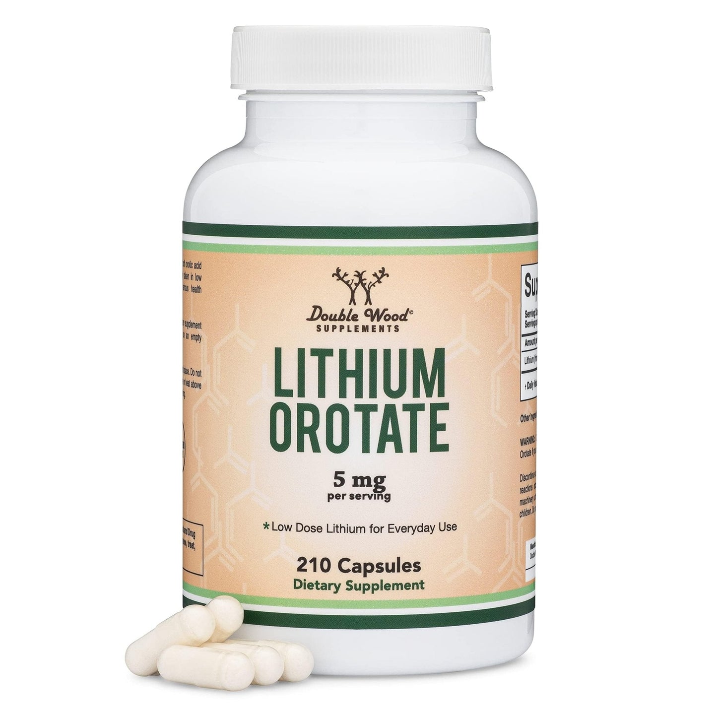 Lithium Orotate 5mg of Elemental Lithium for Cognition and Brain Health, 210 Capsules (Third Party Tested, Vegan Safe, Non-GMO) by Double Wood Supplements - Maple Wellness Supplements