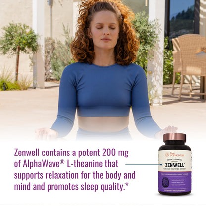Live Conscious KSM-66 Ashwagandha Supplement w/L Theanine & AlphaWave - ZenWell Everyday Stress Relief, Cognitive, Brain Health - Maple Wellness Supplements
