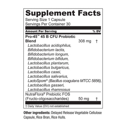 Live Conscious PRO45 Probiotics for Women & Men: Comprehensive Formula, 45 Billion CFU, 11 Strains, Dairy Free - w/Prebiotics and Probiotics - Maple Wellness Supplements