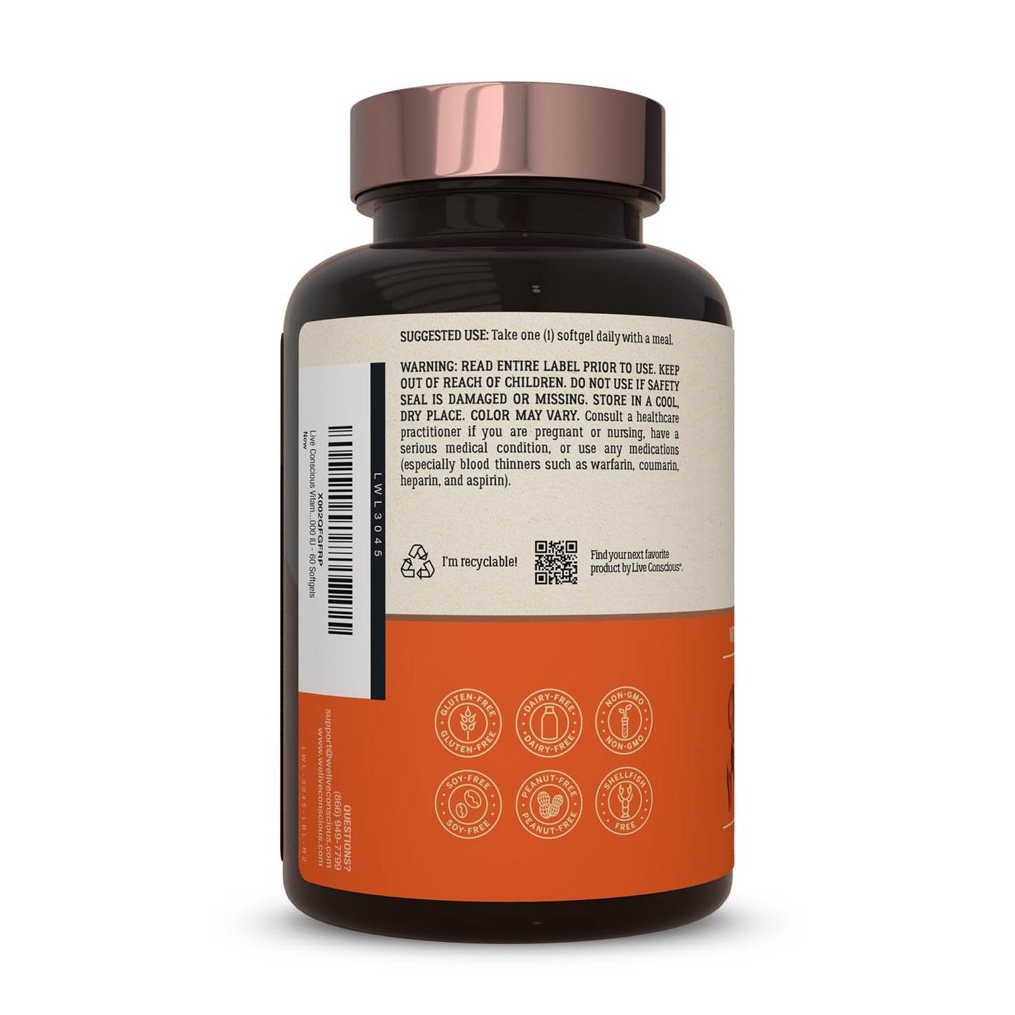 Live Conscious Vitamin K2 MK7 with D3 Supplement | Bone & Heart Health Support - Patented Vitamin K & Vitamin D3 5000 IU - 60 Softgels - Maple Wellness Supplements