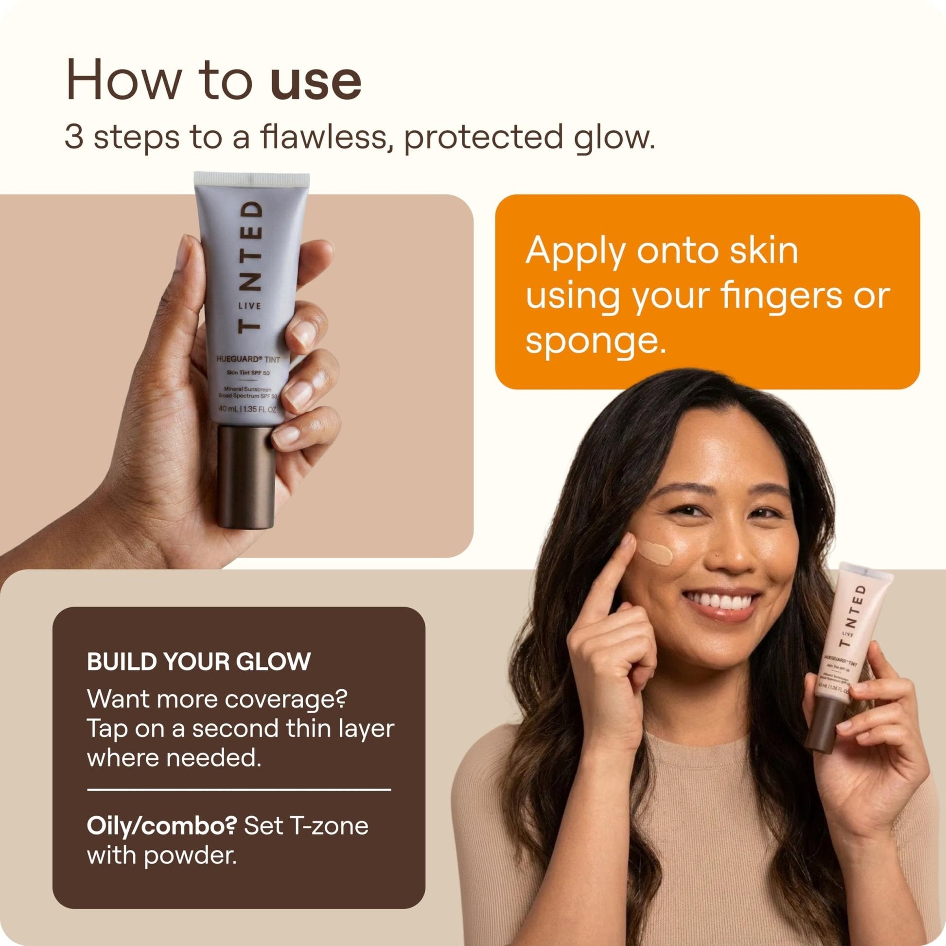 Live Tinted Hueguard Skin Tint SPF 50 - Tinted Mineral Sunscreen with Light-Medium Buildable Coverage With a Hydrating and Radiant Finish - Water and Sweat Resistant, 1.35 fl oz - Shade 10 - Maple Wellness Supplements