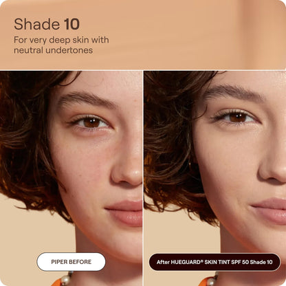 Live Tinted Hueguard Skin Tint SPF 50 - Tinted Mineral Sunscreen with Light-Medium Buildable Coverage With a Hydrating and Radiant Finish - Water and Sweat Resistant, 1.35 fl oz - Shade 10 - Maple Wellness Supplements