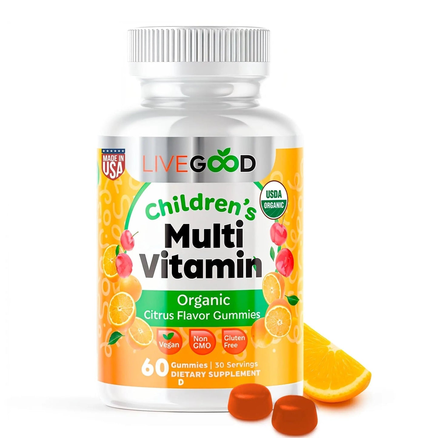 LIVEGOOD Organic Children’s Multivitamin Gummies, Kids Multivitamin, Vitamin D for Toddlers and Children, Organic Kids Chewable Vitamins for Immunity - Maple Wellness Supplements