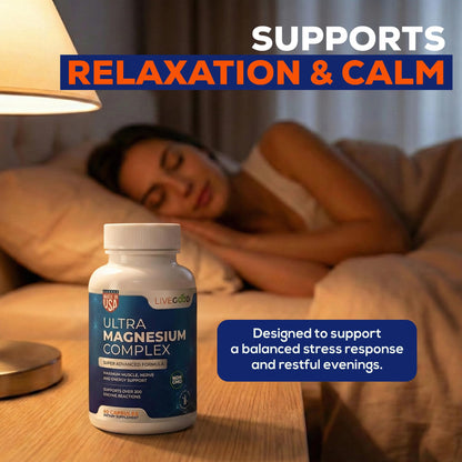 LiveGood™ Ultra Magnesium Complex, Organic Magnesium Glycinate and Gluconate for Muscle Recovery, Nerve Support & Relief – High Absorption Supplement, Vegan, Non-GMO, Made in USA, 60 Capsules - Maple Wellness Supplements