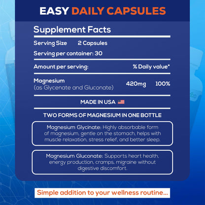 LiveGood™ Ultra Magnesium Complex, Organic Magnesium Glycinate and Gluconate for Muscle Recovery, Nerve Support & Relief – High Absorption Supplement, Vegan, Non-GMO, Made in USA, 60 Capsules - Maple Wellness Supplements