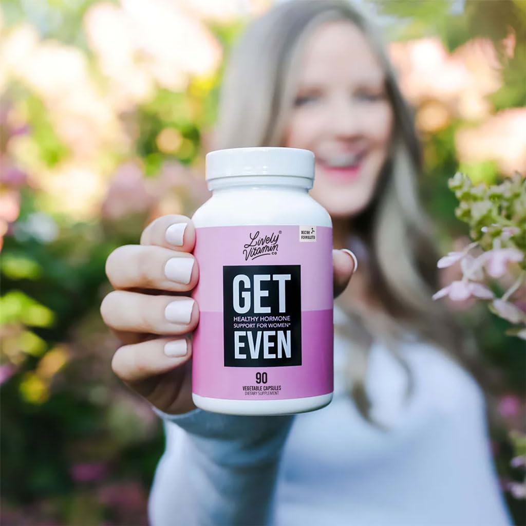 LIVELY VITAMIN CO. Get Even - Women's Hormonal Balance Blend - Helps Reduce Severity of Periods, PMS & Menopause - Eases Cramps & Bloating - Mood Regulation - Period Pain & Discomfort - 90 Count - Maple Wellness Supplements