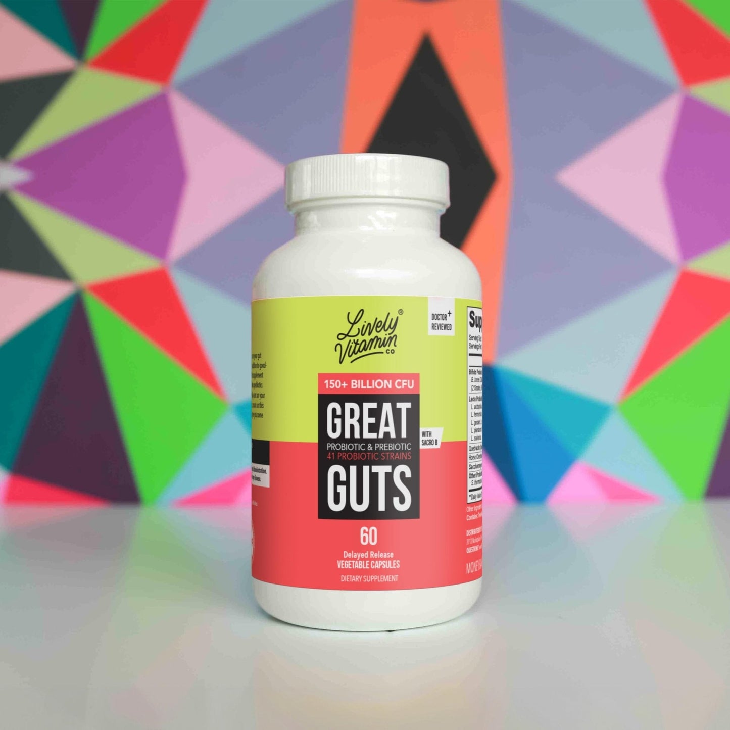 LIVELY VITAMIN CO. Great Guts Probiotic - 25 Billion CFU Probiotic - Balance Gut Microbiome, GI Tract, Inflammation, Indigestion, Reflux, Upset Stomach, & Diarrhea - 90 Caps - Maple Wellness Supplements
