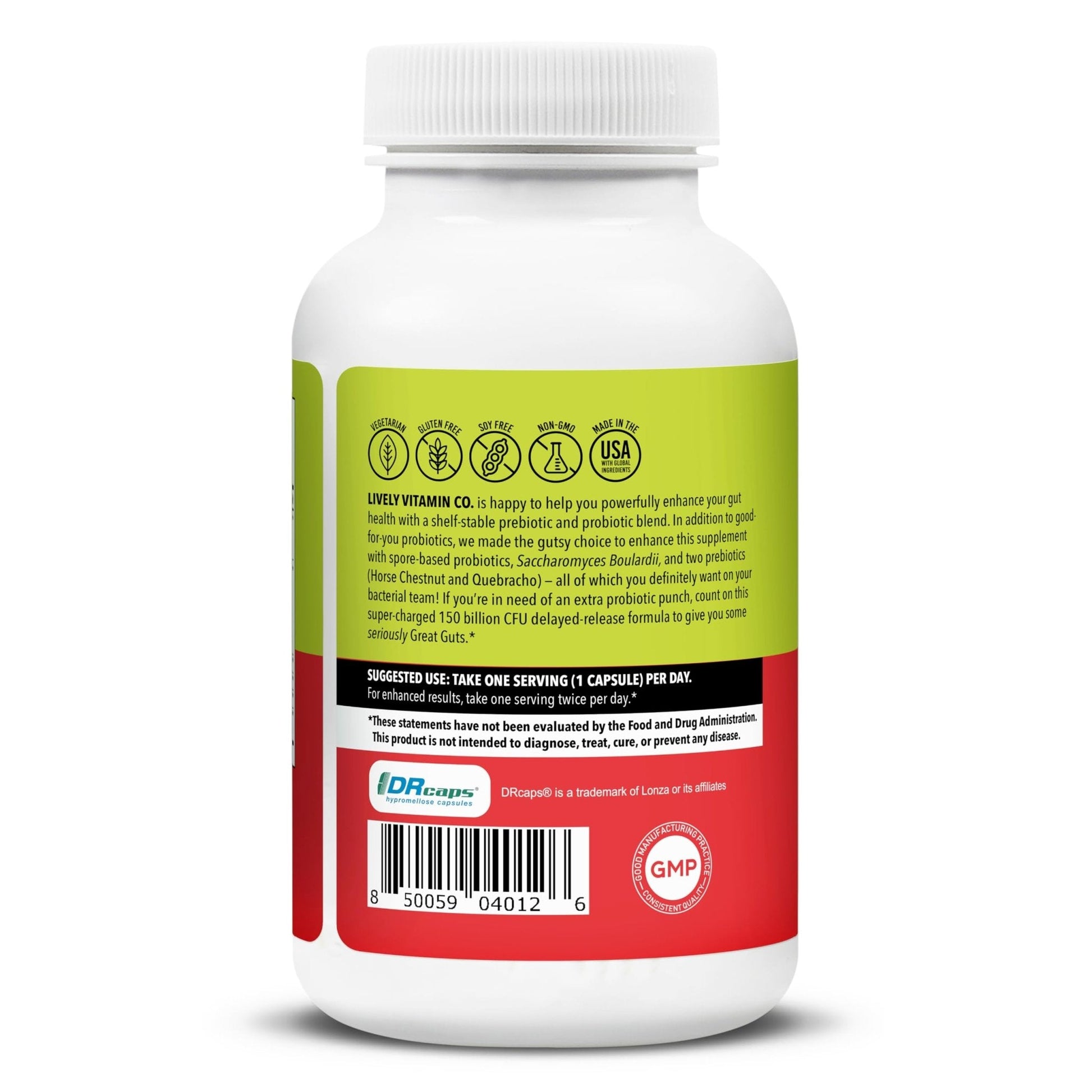 LIVELY VITAMIN CO. Great Guts Probiotic - 25 Billion CFU Probiotic - Balance Gut Microbiome, GI Tract, Inflammation, Indigestion, Reflux, Upset Stomach, & Diarrhea - 90 Caps - Maple Wellness Supplements