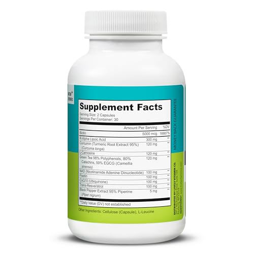 LIVELY VITAMIN CO. Perfect Ten - Anti-Aging & Antioxidant Supplement - Biotin & Lipoic Acid - Healthy Hair, Skin, Nails - Energy Boost - Sharper Brain Function - Stronger Immunity - 60 Capsules - Maple Wellness Supplements