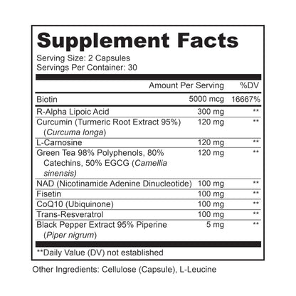 LIVELY VITAMIN CO. Perfect Ten - Anti-Aging & Antioxidant Supplement - Biotin & Lipoic Acid - Healthy Hair, Skin, Nails - Energy Boost - Sharper Brain Function - Stronger Immunity - 60 Capsules - Maple Wellness Supplements