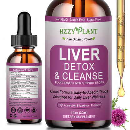 Liver Cleanse Detox & Repair Drops - Liquid Liver Support Tincture with Milk Thistle, Dandelion, Artichoke, TUDCA, NAC, Chanca Piedra - 15-in-1 Advanced Liver Detox Health Supplement - Vegan, Non-GMO - Maple Wellness Supplements