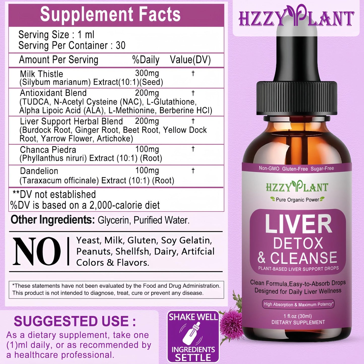Liver Cleanse Detox & Repair Drops - Liquid Liver Support Tincture with Milk Thistle, Dandelion, Artichoke, TUDCA, NAC, Chanca Piedra - 15-in-1 Advanced Liver Detox Health Supplement - Vegan, Non-GMO - Maple Wellness Supplements
