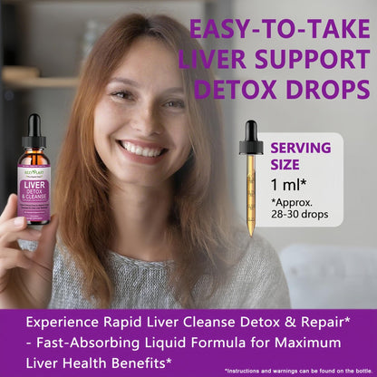 Liver Cleanse Detox & Repair Drops - Liquid Liver Support Tincture with Milk Thistle, Dandelion, Artichoke, TUDCA, NAC, Chanca Piedra - 15-in-1 Advanced Liver Detox Health Supplement - Vegan, Non-GMO - Maple Wellness Supplements