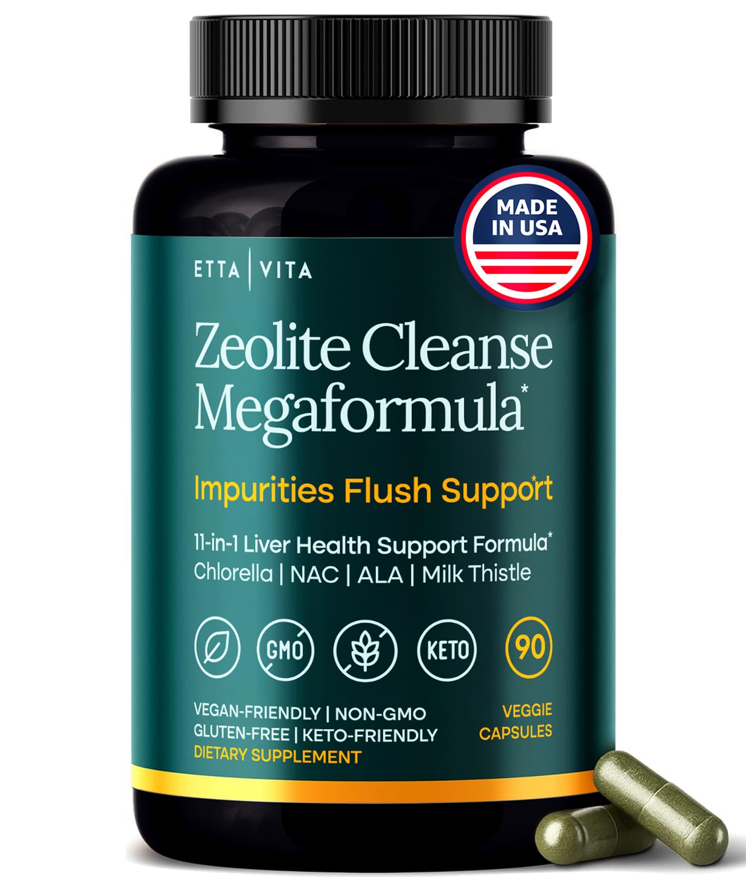 Liver Cleanse Detox & Repair - Microplastics Detox & Zeolite Supplement for Gut Health, Cognition & Natural Energy - Glutathione, NAC, Chlorella, Spirulina - Maple Wellness Supplements