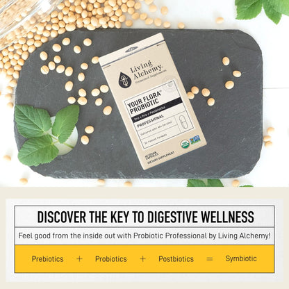 Living Alchemy Gut Health Supplements for Men & Women - Your Flora Probiotic Professional Digestion Supplement with Fermented Soybean, Prebiotics, - Maple Wellness Supplements