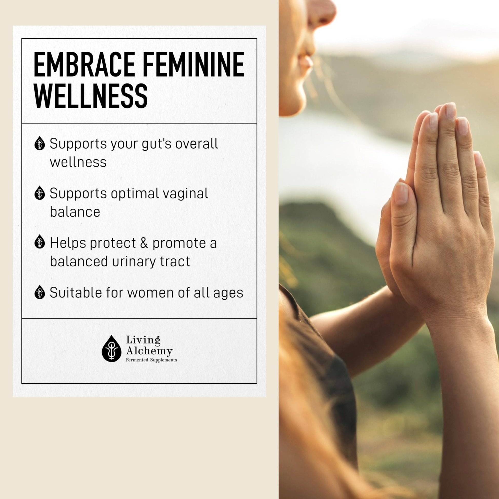 Living Alchemy Gut Health Supplements for Women - Your Flora Probiotics Women with Fermented Soybean, Cranberry Juice, Roselle, Prebiotics, Digestive Enzyme, & Probiotics - Vegan, Non-GMO, 60 Pcs - Maple Wellness Supplements