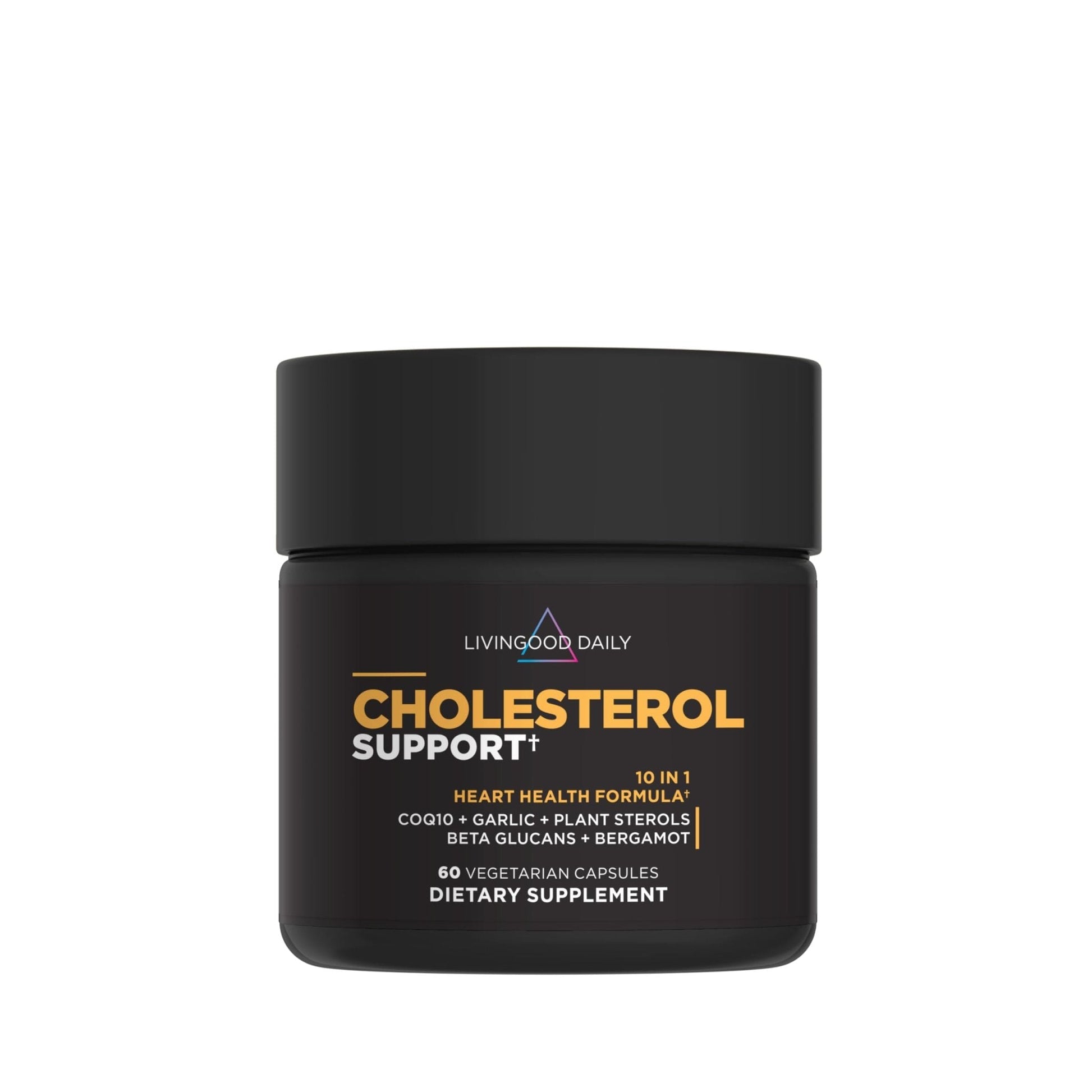 Livingood Daily Cholesterol Support Supplement with Garlic, CoQ10, Vitamin E, Bergamot, Plant Sterols for Body and Heart Health Support, Supports LDL and Triglycerides, Gluten Free, Vegan, 60 Capsules - Maple Wellness Supplements