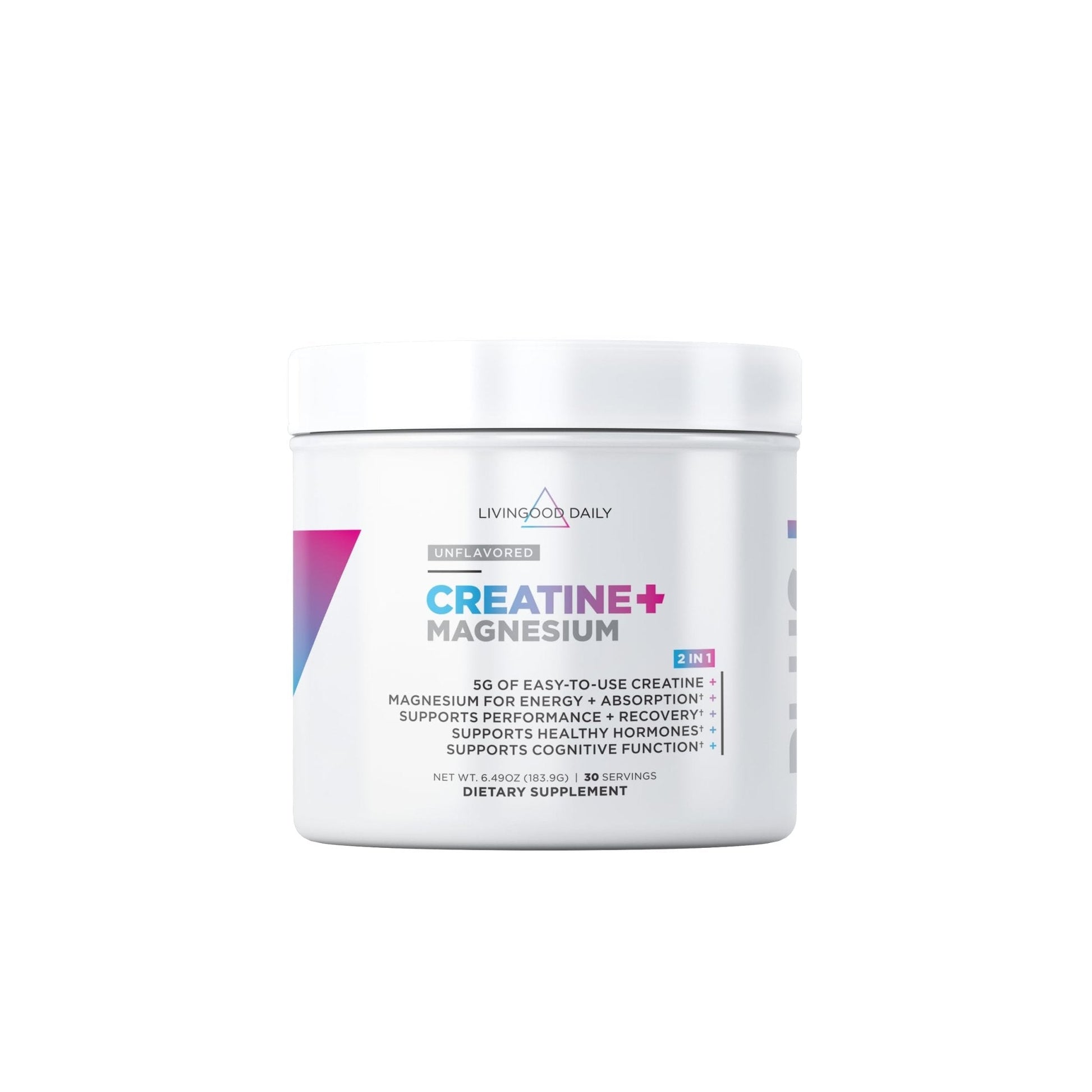 Livingood Daily Creatine + Magnesium Powder, Unflavored | 5g Micronized Creatine Monohydrate with Magnesium for Energy, Muscle Recovery & Performance | 30 Servings - Maple Wellness Supplements