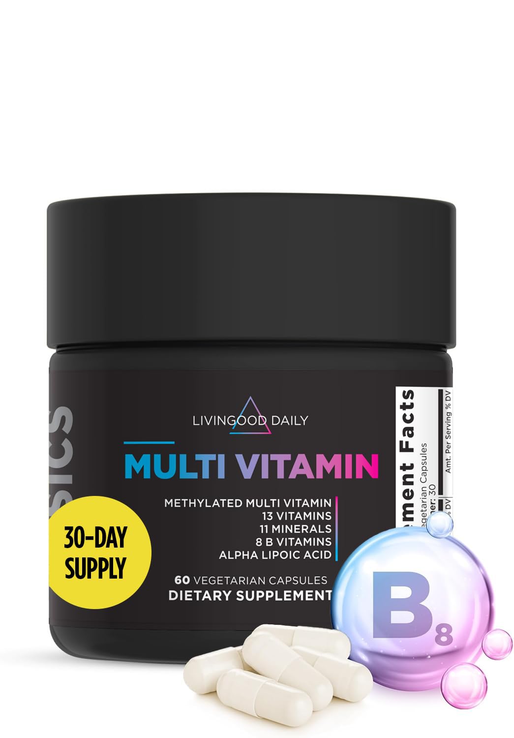 Livingood Daily Methylated Multivitamin for Women and Men, Multi Vitamin Supplement with Alpha Lipoic Acid, B Vitamins, Iron, Zinc and Selenium, Energy - Maple Wellness Supplements