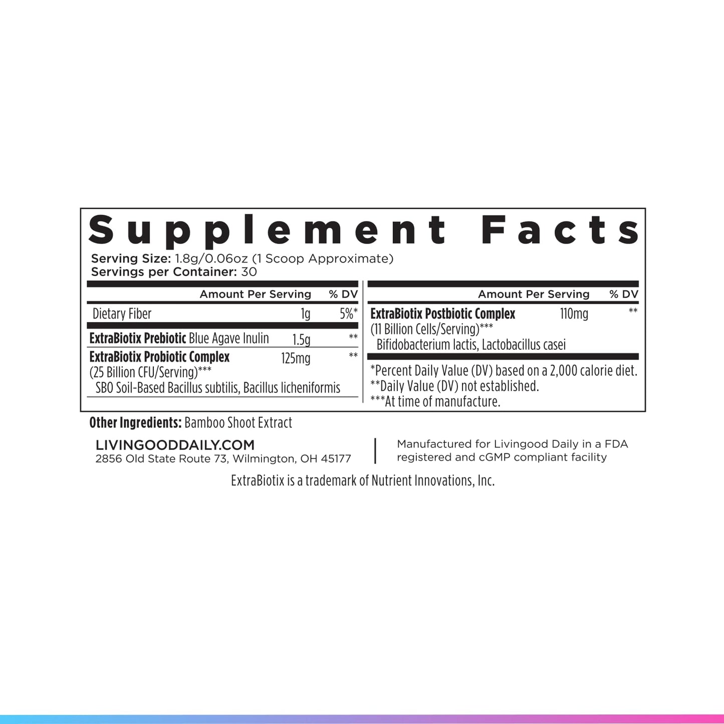 Livingood Daily Pre Pro Post Biotics Blend Powder, Digestive Health Supplement with Prebiotics from Organic Blue Agave Inulin, SBO Probiotics, Probiotics for Women & Men - Maple Wellness Supplements