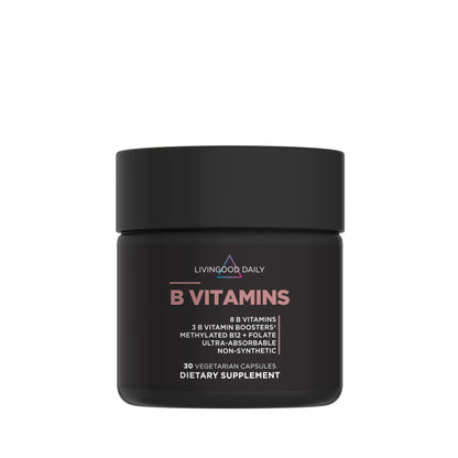 Livingood Daily Vitamin B Complex Capsules for Men and Women, Methylated B12 & Folate, 11 Active Forms Including B1 B2 B3 B5 B6 & Biotin, Gluten Free - Maple Wellness Supplements