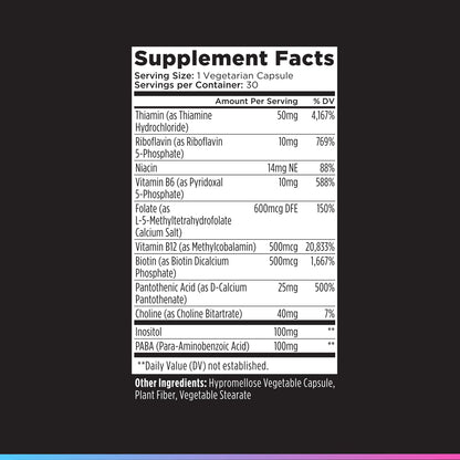 Livingood Daily Vitamin B Complex Capsules for Men and Women, Methylated B12 & Folate, 11 Active Forms Including B1 B2 B3 B5 B6 & Biotin, Gluten Free - Maple Wellness Supplements