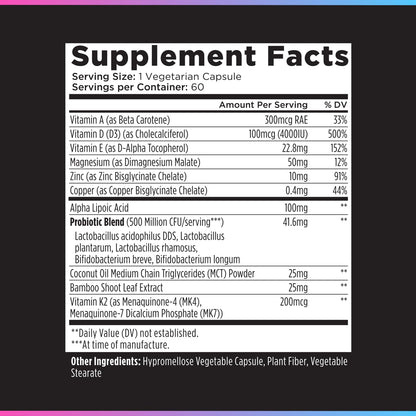 Livingood Daily Vitamin D3 K2 4000 IU Supplement, 9-in-1 Dietary Supplement for Immune Support - Made with Vitamins D, A, E, K2, Zinc, Magnesium & Probiotic Blend - Maple Wellness Supplements