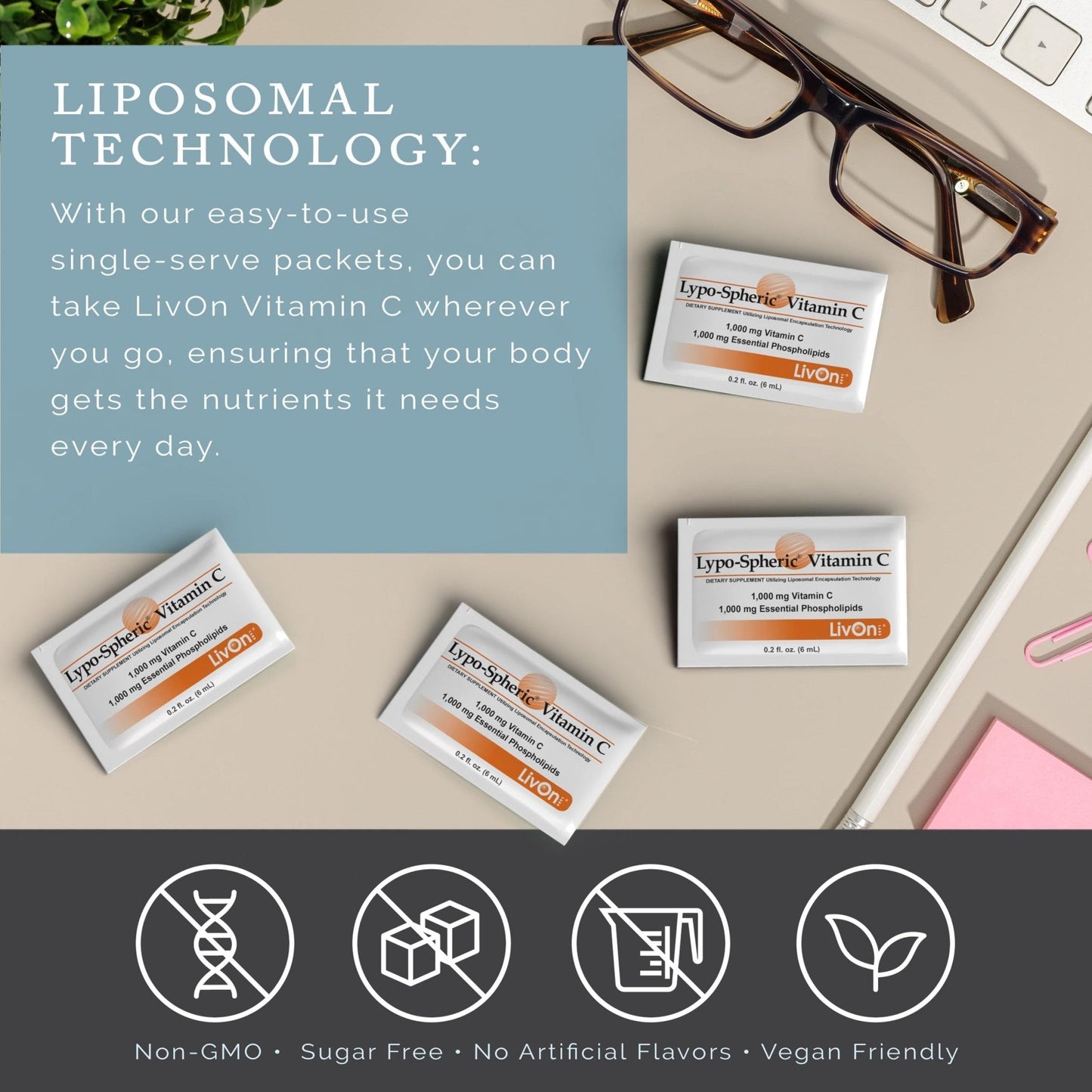 LivOn Laboratories Lypo–Spheric Liposomal Vitamin C 1000mg - No Sugar, Immune Support, Plant Based - Easy to Swallow, Absorbable - Non–GMO, Gluten Free - Maple Wellness Supplements