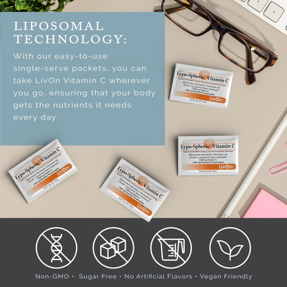 LivOn Laboratories Lypo–Spheric Vitamin C – 3 Cartons (90 Packets) – 1,000 mg Vitamin C & 1,000 mg Essential Phospholipids Per Packet – Liposome Encapsulated for Improved Absorption – 100% Non–GMO - Maple Wellness Supplements