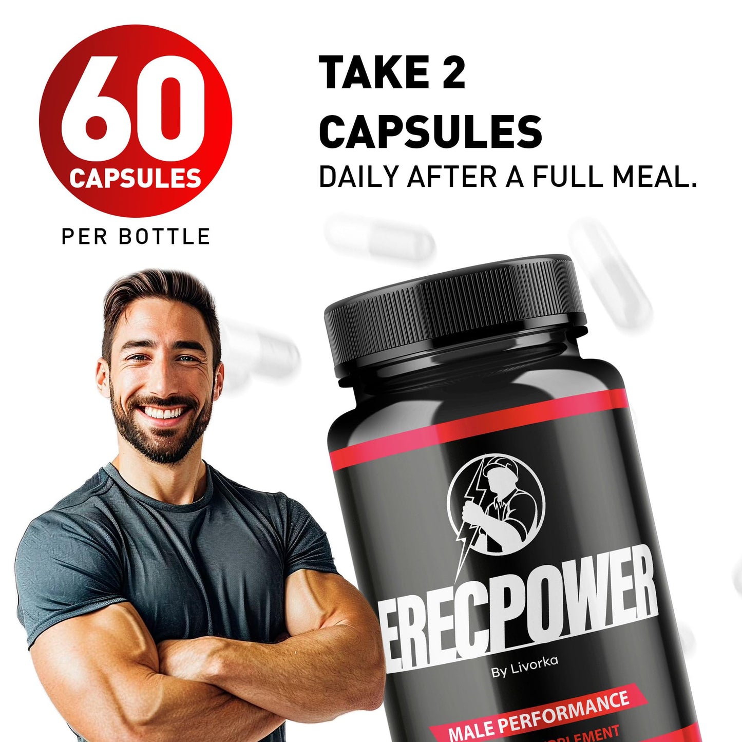 LIVORKA Erecpower Multivitamin Male Performance Capsules for Mens Health, Advanced Formula - 300 Capsules (5 Month Supply) - Pack of 5 - Maple Wellness Supplements