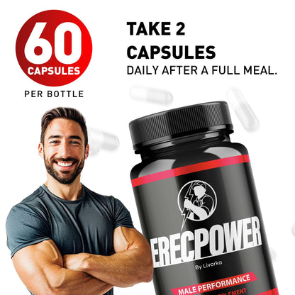 LIVORKA Erecpower Multivitamin Male Performance Capsules for Mens Health, Advanced Formula - 300 Capsules (5 Month Supply) - Pack of 5 - Maple Wellness Supplements