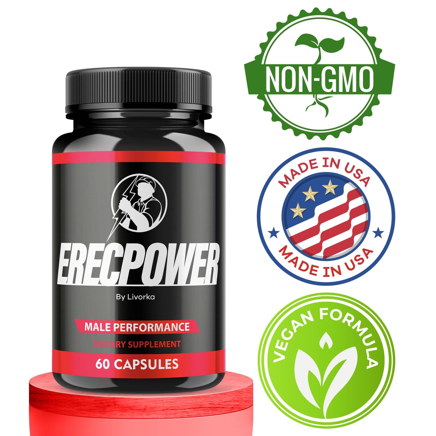 LIVORKA Erecpower Multivitamin Male Performance Capsules for Mens Health, Advanced Formula - 300 Capsules (5 Month Supply) - Pack of 5 - Maple Wellness Supplements